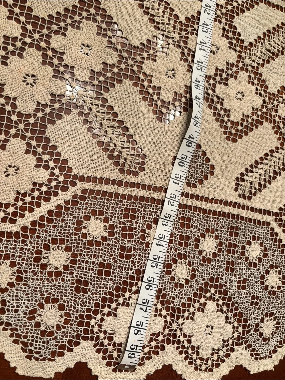 Handmade Cream Crochet Lace Tablecloth - Elegant Home Dining Accent
